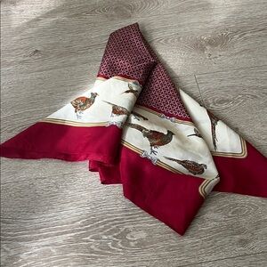 Red and Cream Bird Print Scarf